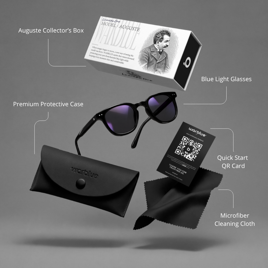 Collector's Box Auguste com estojo de proteção, cartão com QR e flanela de microfibra – armação preta