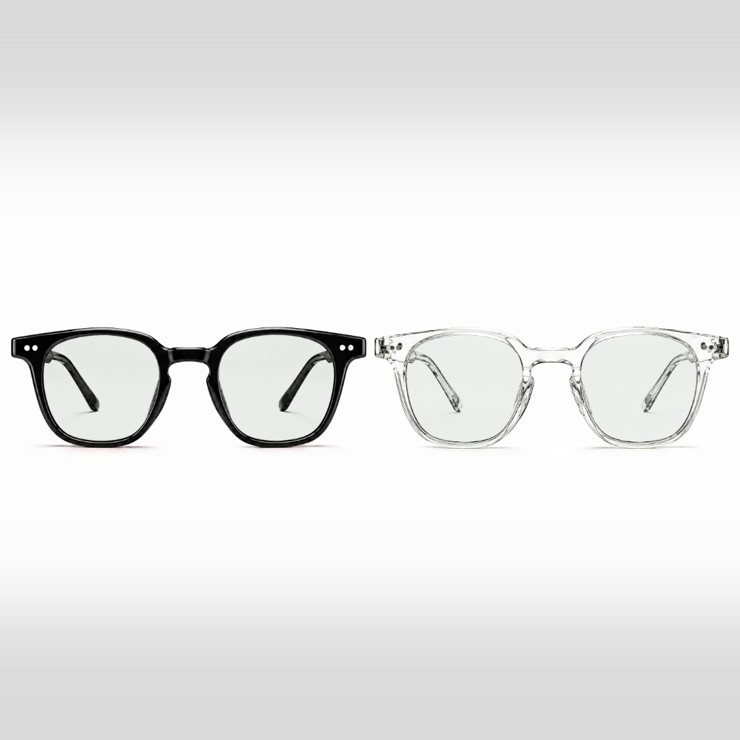 Edison Duo – óculos de luz azul com lente transparente em armações pretas e Crystal transparentes