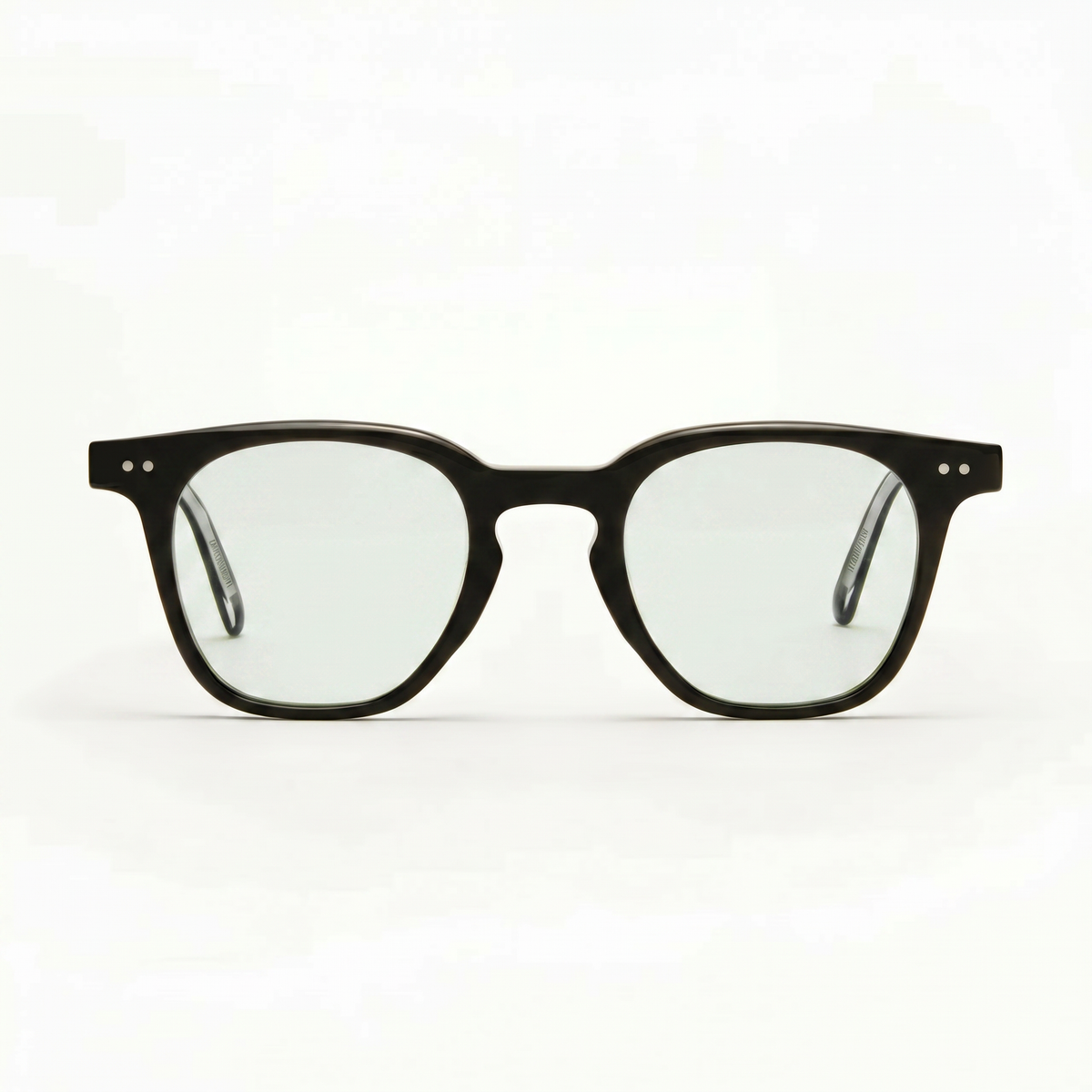 Óculos Edison – lentes transparentes, armação preta, vista frontal