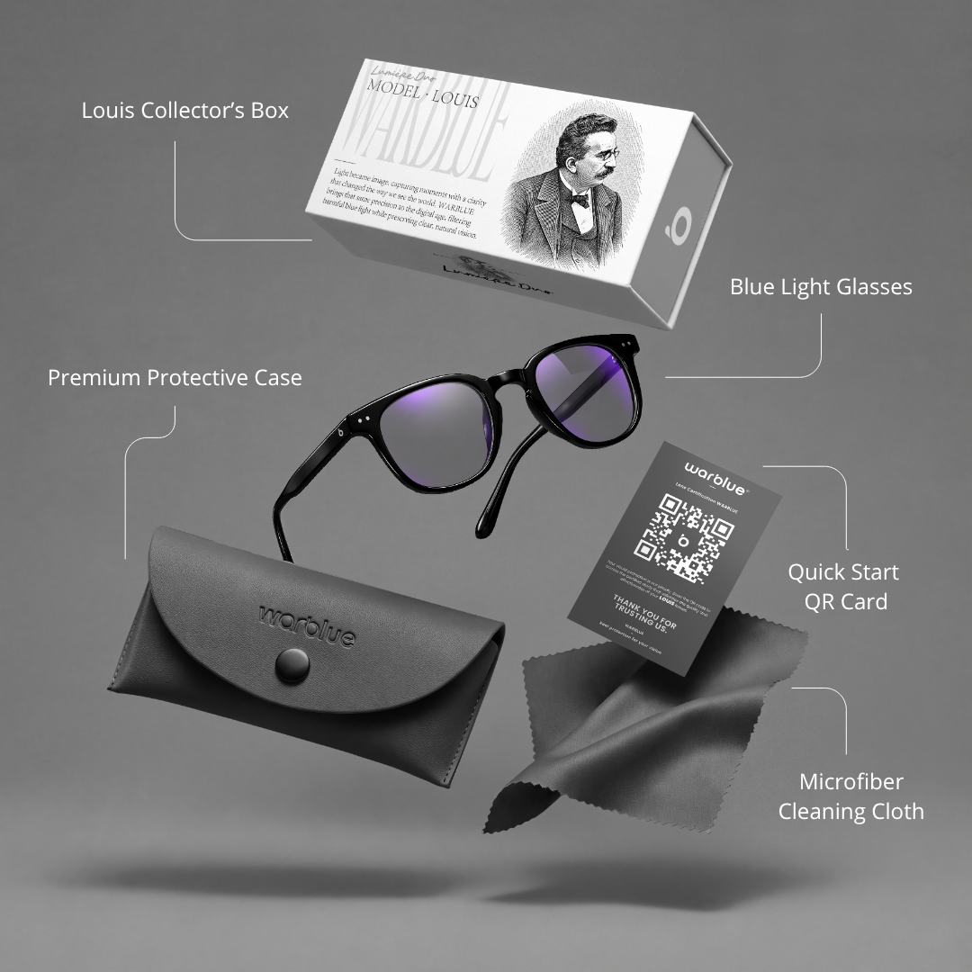 Collector's Box Louis com estojo de proteção, cartão com QR e flanela de microfibra – armação preta