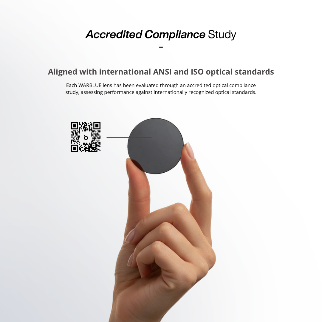 Estudo de conformidade óptica credenciado da WARBLUE – lentes Auguste