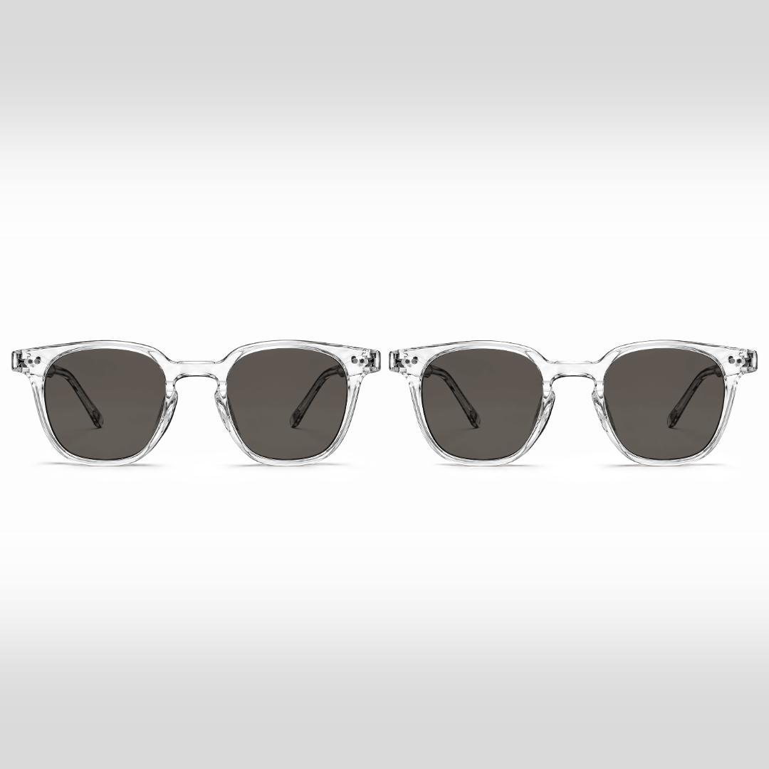Kit Dia Ensolarado Crystal – dois óculos de sol Louis com lente cinza-clara e armações Crystal transparentes