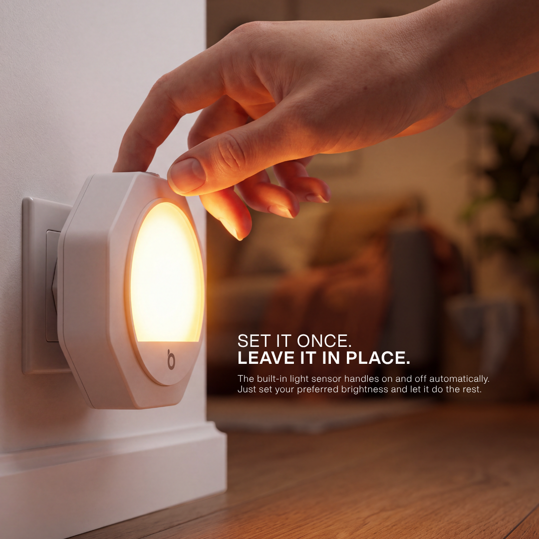 Plug-in Amber Night Light – White Frame